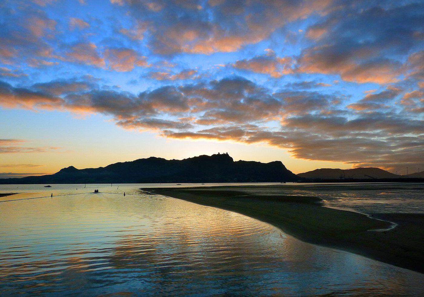 Dawn over Whangarei Harbour, with Mount Manaia on the skyline